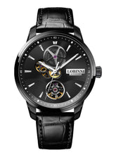 Lobinni Skeleton Men's Leisure Leather Watches 42mm