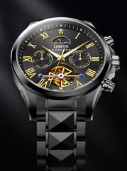 Lobinni Business Skeleton Luminous Hand Automatic Watch 42mm