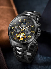Lobinni Business Skeleton Luminous Hand Automatic Watch 42mm