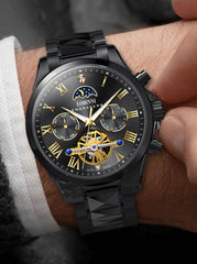 Lobinni Business Skeleton Luminous Hand Automatic Watch 42mm